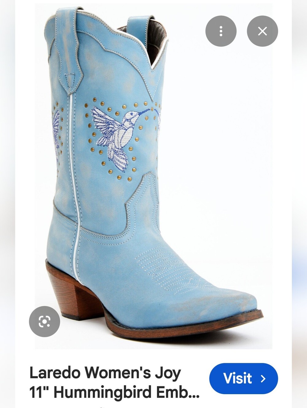 Laredo Womens Joy 11" Hummingbird  Embroidered Western Cowboy Boots